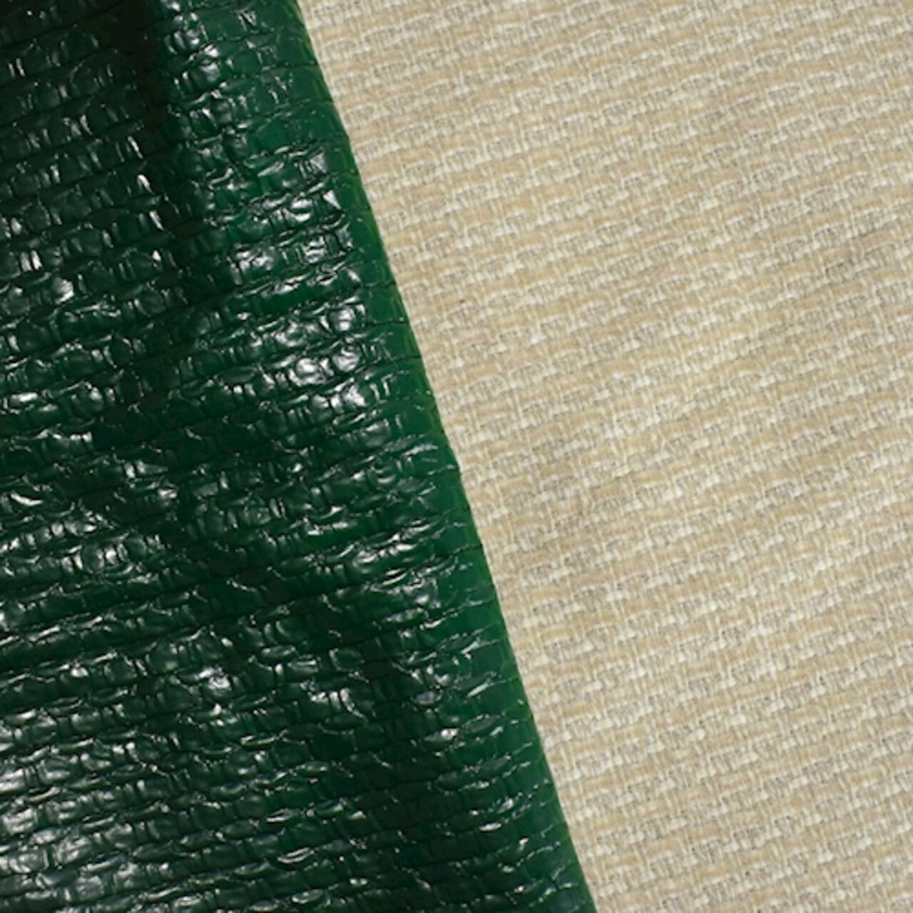 Forest Green Printed Beige Wool Blend Dobby Jacketing Fabric By the Yard